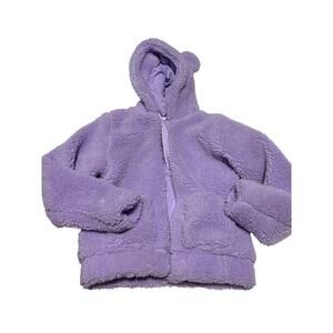 H & M 8/10 lavander hooded bear ears fleece jacket pockets lined nwt unworn
